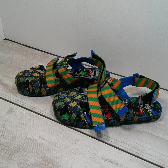 Mini Melissa Girl's Fabula Cage Pattern Grip-Strap Sandals, Blue Size 2 - Picture 2 of 10